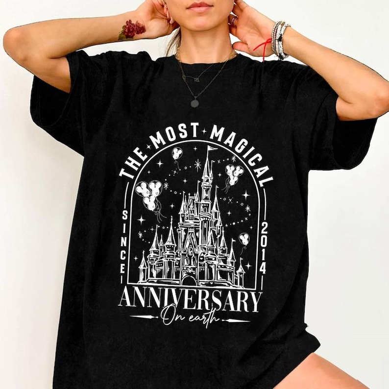 Personalized Magical Anniversary Shirt, Disneyland Couple Vacation Tee, Disneyworld Castle Celebrating Shirt, Disneyland Wedding Anniversary image 2