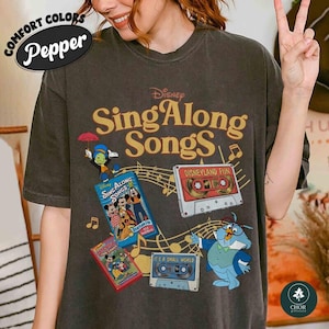 Retro Disneyland Sing-Along Songs Shirt, Retro 90s Disneyworld VHS Tape Tee, Funny Nostalgia Graphic Top, Classic Disneyland Music Fan Gift zdjęcie 1
