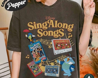 Retro Disneyland Sing-Along Songs Shirt, Retro 90s Disneyworld VHS Tape Tee, Funny Nostalgia Graphic Top, Classic Disneyland Music Fan Gift
