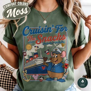 Funny Gus Gus Jaq Cruising For The Snacks Disneyland Cruise Comfort Color Gus Shirt, Disneyland Travel Shirt, Disneyland Trip 2026 Tee zdjęcie 6