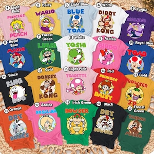 Super Mario Costume Family Matching Shirt, Halloween Super Mario Family Shirt, Mario Group Costume Bros Luigi Yoshi Peach Bowser Toad Shirt