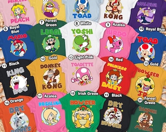 Super Mario Costume Family Matching Shirt, Halloween Super Mario Family Shirt, Mario Group Costume Bros Luigi Yoshi Peach Bowser Toad Shirt