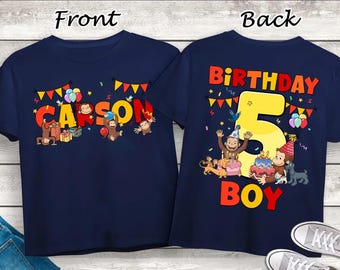 Camiseta personalizada de George el Curioso para cumpleaños de Disneyland, camiseta de George el Curioso para cumpleaños de niño, camiseta a juego para cumpleaños familiar, fiesta de cumpleaños