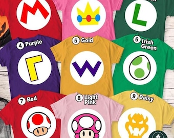 SuperMario Halloween Costume Shirt, Group Mario Matching Halloween Costume, Mario Bros Princess Peach Shirt, Family Halloween Party 2026