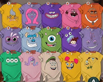 Monster Inc Characters Big Face Costume Comfort Shirt, Disneyland Family Matching T-shirt, Mike Sully Celia Roz, Disneyland Halloween Trip