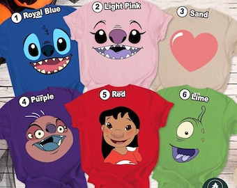 Disneyland Lilo Stitch  Big Face Costume Shirt, Ohana Matching Family Shirt, Couple Cosplay Shirt, Halloween Costume For Family Group Shirt