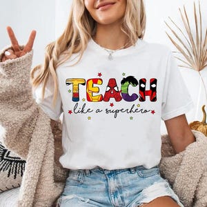 Teach Like A Superhero Teacher 100 Days Of School Shirt, Avenger Team Celebrate 100th Day Tee, Teacher Student Shirt, Gift For Teacher