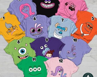 Monster Inc Characters Big Face Costume Comfort Shirt, Disneyland Family Matching T-shirt, Mike Sully Celia Roz, Disneyland Halloween Trip
