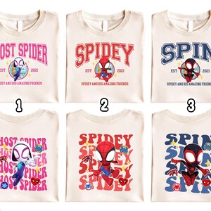 Camiseta de Spidey y sus increíbles amigos, camiseta a juego de Ghost Spider Spin, camiseta familiar a juego, camiseta de Spiderman, camiseta de superhéroe de los Vengadores imagen 2