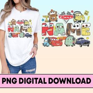 Personalized Disneyland Cars Character Png, Lightning Mcqueen And Tow Mater, Cars Family Png, Cars Land, DisneyTrip 2025, Digital Download