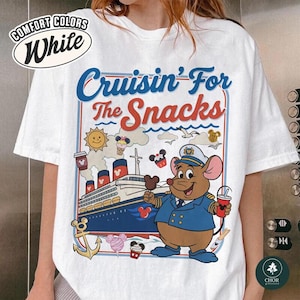 Funny Gus Gus Jaq Cruising For The Snacks Disneyland Cruise Comfort Color Gus Shirt, Disneyland Travel Shirt, Disneyland Trip 2026 Tee zdjęcie 1