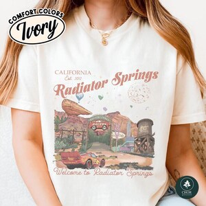 Vintage Radiator Springs Comfort Colors Shirt, Pixar Lightning McQueen Tee, Pixar Cars Family Shirts, Disney;and Family Vacation Shirt image 5
