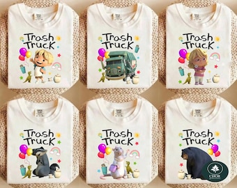 Trash Truck Characters Group Shirt, Hank Trash Truck Shirt, Trash Truck Birthday Party Shirt, Custom Trash Truck, Garbage Truck Shirt