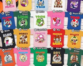 Super Mario Costume Family Matching Shirt, Halloween Super Mario Family Shirt, Mario Group Costume Bros Luigi Yoshi Peach Bowser Toad Shirt