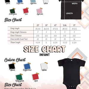 the size chart for a baby's bodysuit