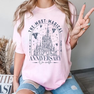 Personalized Magical Anniversary Shirt, Disneyland Couple Vacation Tee, Disneyworld Castle Celebrating Shirt, Disneyland Wedding Anniversary image 3