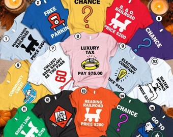 Monopoly Game Cards Costume Shirts, Matching Halloween Monopoly Game Costume Group Shirts, Game Group Matching Shirts, Halloween Party 2026