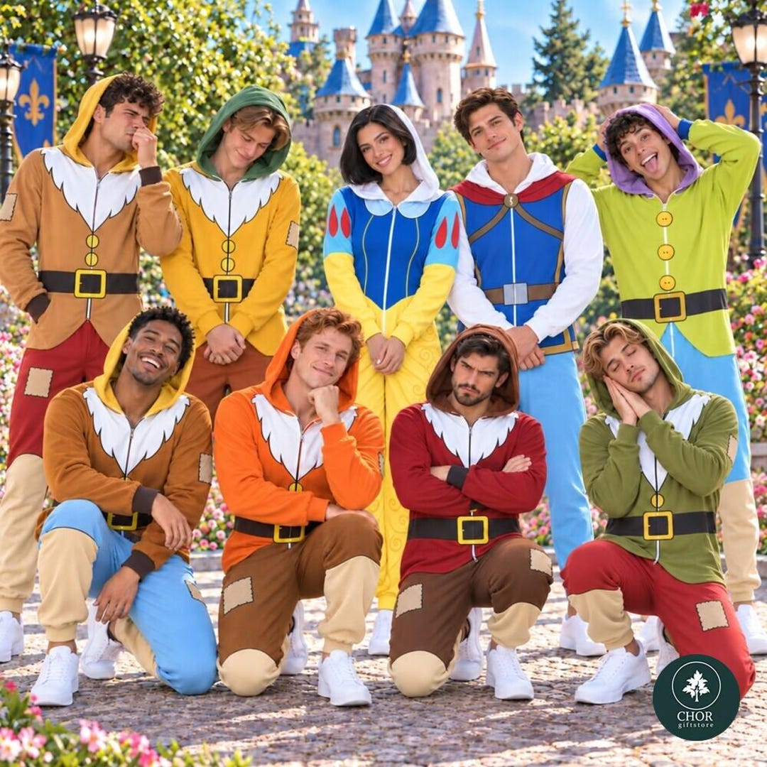 Snow White and Seven Dwarfs Halloween Costume Pajamas Jumpsuit, Snow ...