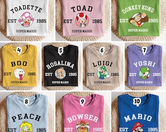 Super Mario Characters Group Shirts, Mario Family Shirt, Gamer Shirt, Mario Luigi Rosalina Princess Peach, Party Shirt, Family Trip Shirt