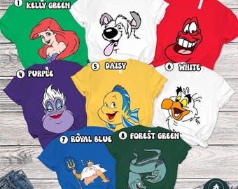 Little Mermaid Halloween Costume Shirt, Flounder Sebastian Max Scuttle Costume Face Shirt, Mermaid Halloween Shirt, Halloween 2026 Shirt