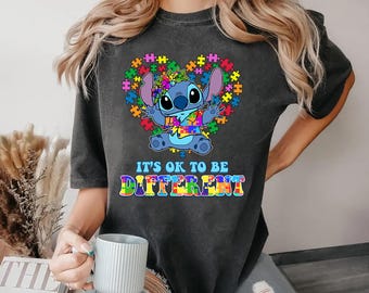 Stitch Autism Awareness Shirt, Stitch It's Ok To Be Different Shirt, Autism Stitch Shirt, In April We Wear Blue Shirt, Autism Support Shirt