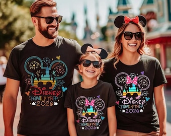Personalization Disneyland 2026 Family Matching Shirts, Disneyworld 2026 Family Shirts, Disneyland Vacation 2025 Trip Shirts, Magical Castle