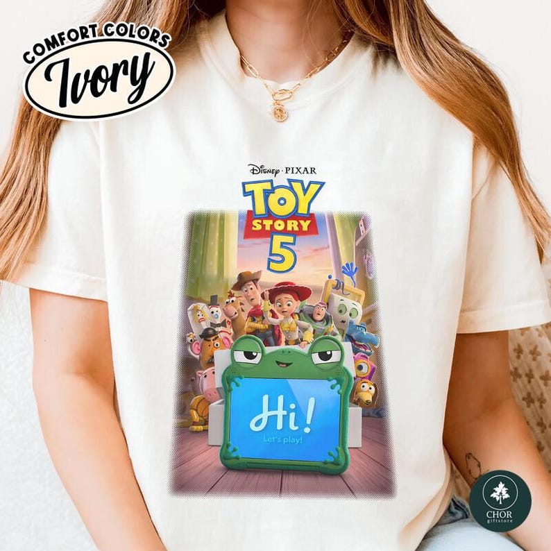 Disneyland Pixar LilyPad Toy story 5 Shirt, Woody Buzz Jessie Rex Bullseye & New Tablet Toy, Disneyland Family matching Vacation T-Shirt image 6