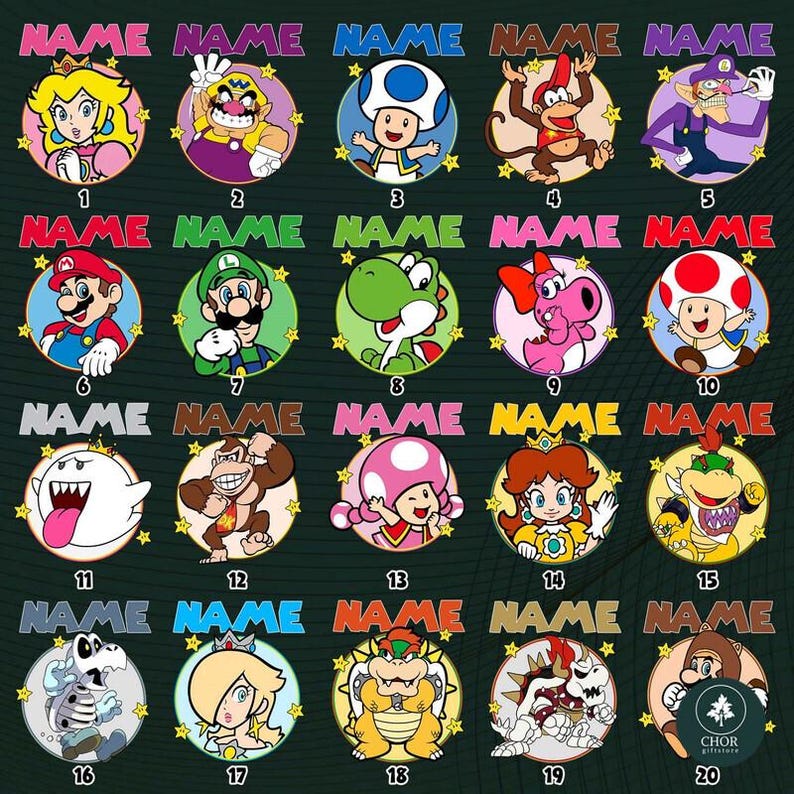 Personalized Super Mario Halloween Costume Shirts, Gaming Matching Family T-Shirt, Mario Game Custom T-Shirt, Custom Mario Characters Shirt image 4