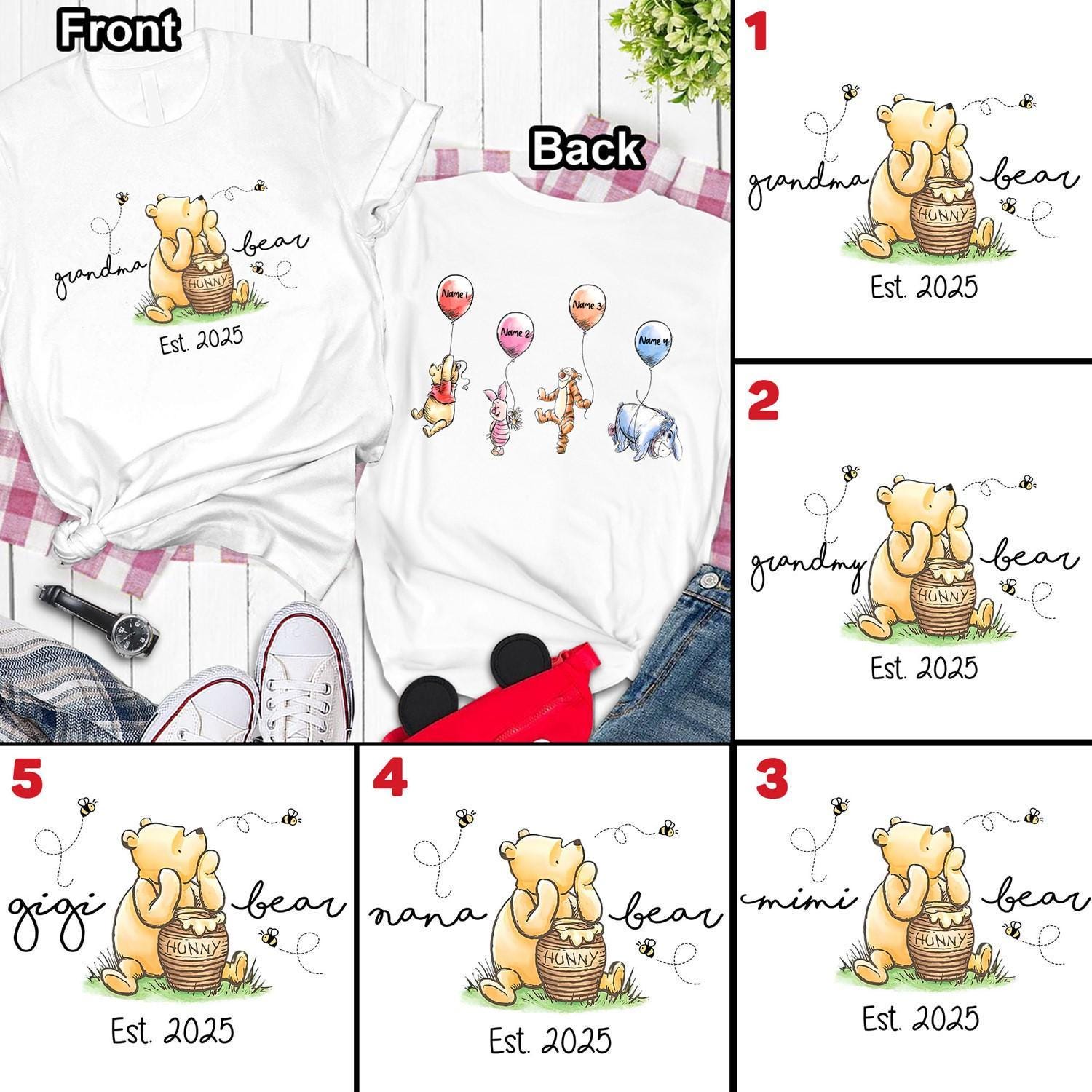 Personalized Grandma Bear Disneyland Shirt, Custom Gigi Mother Day Shirt, Disneyland Pooh Bear Mama Shirt, Disneyland Winnie The Pooh Shirt