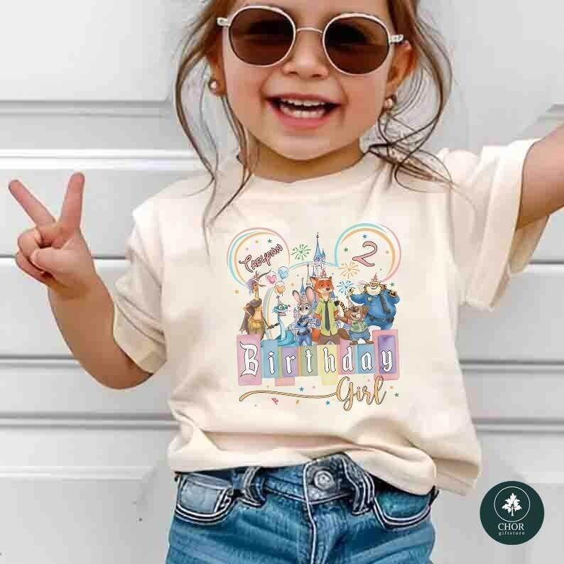 Personalized Name Age Zootopia 2 Birthday Shirt, Disneyland Judy Hopps Nick Wilde Gary De'Snake Birthday Present Gift, Disneyland Family Tee image 3