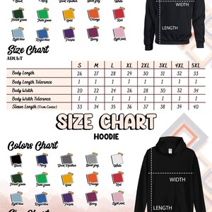 the size chart for a sweatshirt with measurements