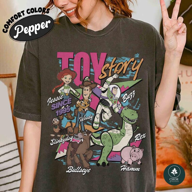 Disneyland Toy Story 1995 Retro Comfort Colors Shirt, Woody Buzz Tee, WDW Disneyland Family Vacation 2026 Trip, Disneyland Pixar Fest image 2