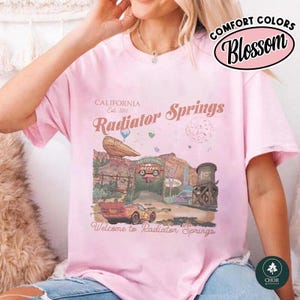 Vintage Radiator Springs Comfort Colors Shirt, Pixar Lightning McQueen Tee, Pixar Cars Family Shirts, Disney;and Family Vacation Shirt image 4