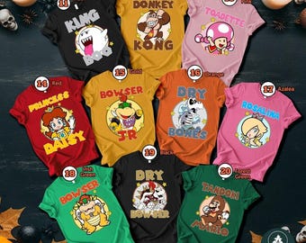 Super Mario Halloween Costume 2026 Shirt, Super Mario Family Matching Shirt, Mario Group Costume Bros Luigi Yoshi Peach Bowser Toad Shirt