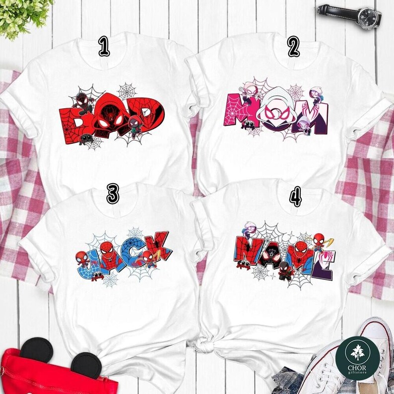 Camiseta personalizada a juego para la familia de Spidey y sus increíbles amigos, camiseta temática de Spiderman, camiseta para fiesta de héroes, regalo de cumpleaños de Spidey imagen 3