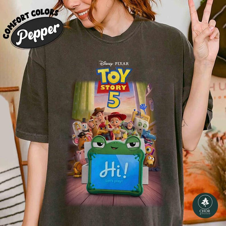 Disneyland Pixar LilyPad Toy story 5 Shirt, Woody Buzz Jessie Rex Bullseye & New Tablet Toy, Disneyland Family matching Vacation T-Shirt image 4
