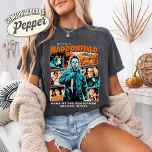 Comfort Colors Michael Myers Shirt, Horror Characters Friends Sweatshirt, Halloween Horror Characters, Friends Halloween Horror Movie Shirt