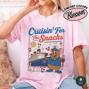 Funny Gus Gus Jaq Cruising For The Snacks Disneyland Cruise Comfort Color Gus Shirt, Disneyland Travel Shirt, Disneyland Trip 2026 Tee zdjęcie 4