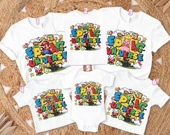 Comfort Colors Epic Universe Vacation Shirt, Pixel Super Mario Theme Park Tee, Retro Gamer Family Trip Shirt, Super Mario Family Shirt