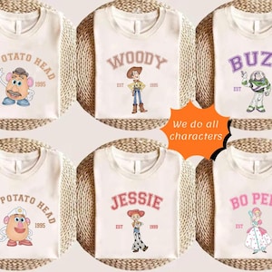 Retro Toy Story Comfort Colors Shirt, Matching Family Disneyland Shirts, Disneyland Toy Story Group Birthday Shirts, Woody Buzz Jessie Alien image 1