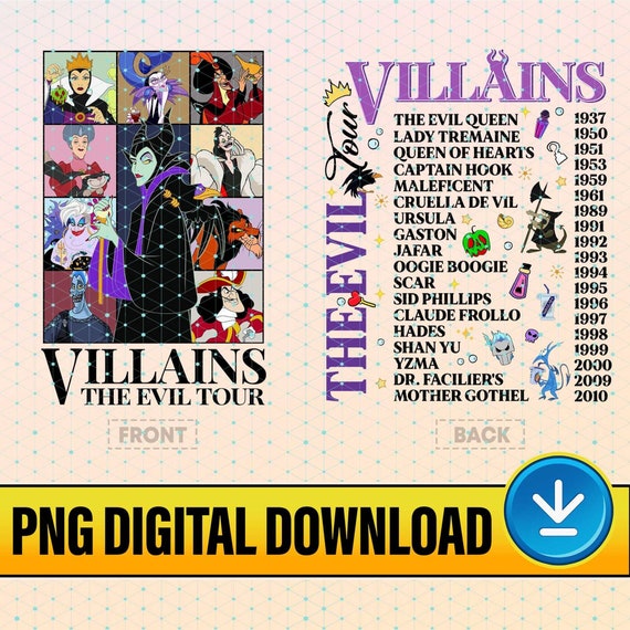 Villains Eras Tour Png, Villains Evil Tour Png, Concert Music Design, Maleficent, Ursula, Evil Queen, Png Digital Download