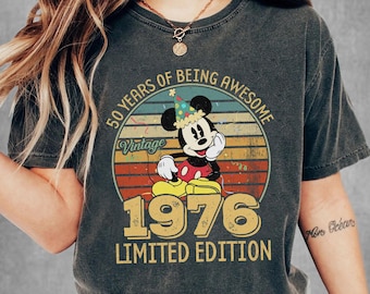 Sudadera vintage de Mickey de edición limitada de 1976, sudadera de 50.º cumpleaños, camiseta del 50.º aniversario de Disneyland 2026, camiseta de cumpleaños de Mickey