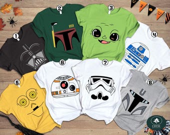 StarWars Characters Big Face Costume Halloween Shirt, Halloween Costume For Family Group T-Shirt, Disneyland Galaxy Family Trip Shirt