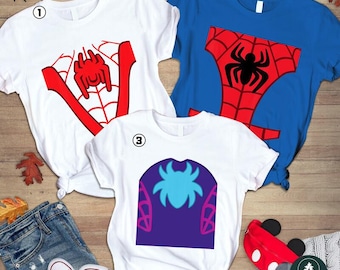 Spidey and His Amazing Friends Costume Halloween Shirt, Spider Man Costume Shirt, Miles Morales Ghost Spider Halloween, Halloween Group