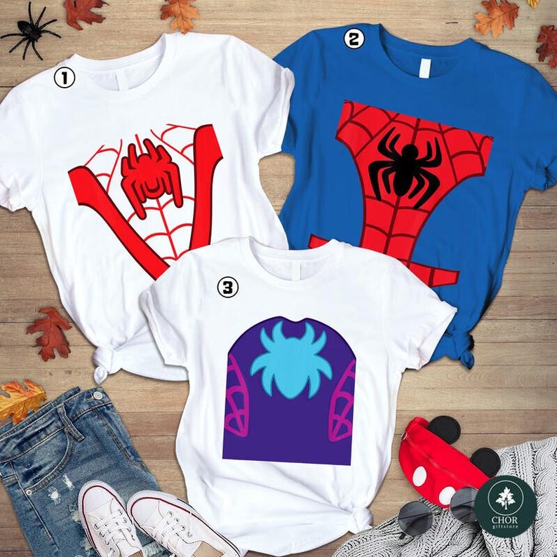 Spidey and His Amazing Friends Costume Halloween Shirt, Spider Man Costume Shirt, Miles Morales Ghost Spider Halloween, Halloween Group 画像 1