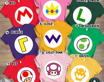 Super Mario Family Costume Shirt, SuperMario Halloween Costume Shirt, Mario Birthday Shirt, Mario Luigi Princess Peach, Halloween 2026 Shirt