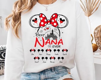 Custom Best Nana Ever Shirt, Minnie Grandma 2025 Shirt, Personalized Minnie Grandma Shirt, Disneyland Grandma, Grandma Minnie Mouse Shirt