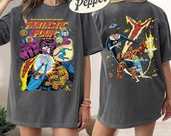 Comfort Colors Fantastic Four Shirt, Vintage Fantastic Four First Steps Shirt, Fantastic 4 Comic Reed Richards Sue Storm Tee, MCU Fan Gift