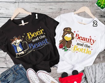 Beauty And The Beast Couple Matching Shirt, Beauty And The Bottle, Beer And The Beast Shirt, Couple Valentines Gift, Disneyland Couple Shirt