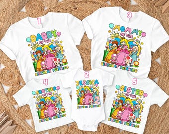 Personalized Princess Peach Birthday Shirt, Princess Peach Mario Shirt, Retro Princess Peach Daisy Shirt, Super Mario Family Birthday Tees